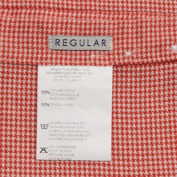 Caliban NWT Dress Shirt Size 40 15.75 Regular Fit in Orange Houndstooth Cotton